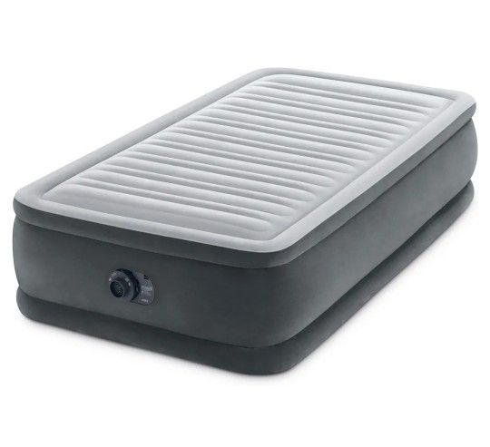 2331: INTEX Twin Size Air Mattress, 18in Height, Built-in Pump, Dura-Beam Deluxe Comfort-Plush - Portable Inflatable Blow-up Bed for Camping, Travel,