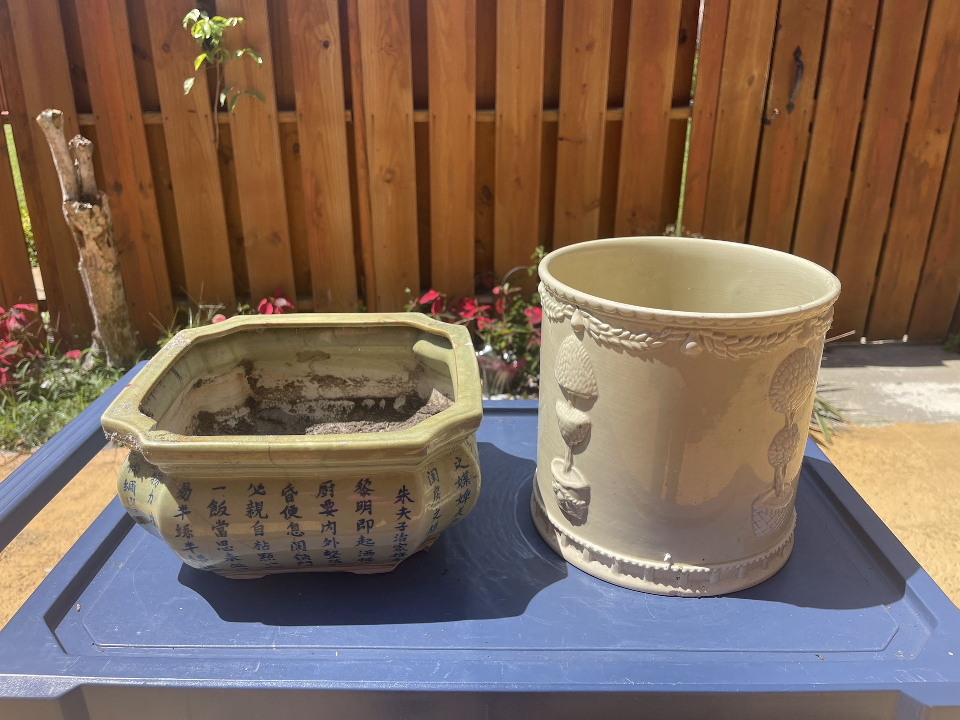 Plant Pots Outdoor Ceramic $15 For Both  