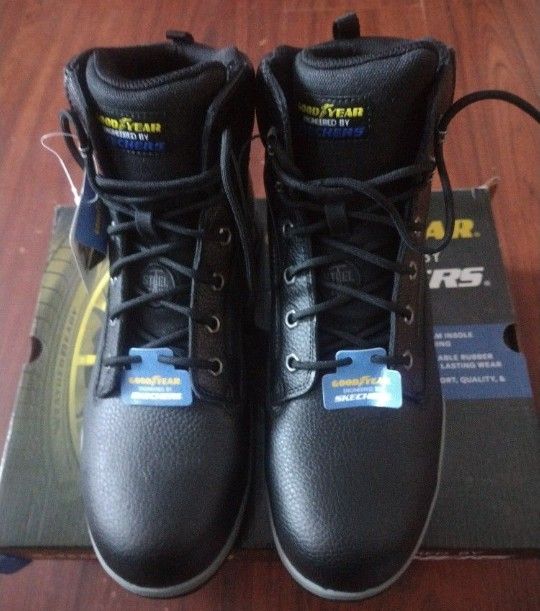 SKECHERS GOODYEAR Steel Toe Men Slip-Resistant Service Work Boots Size 12
