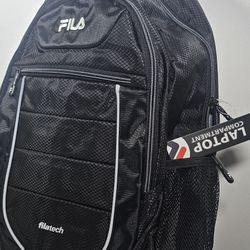 NEW FILA Tech BackPack - Black/White.  Multiple zipper pockets