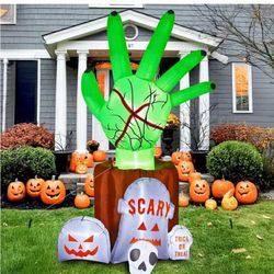 Garma 8.6 FT Halloween Inflatables Decorations Outdoor - Zombie Hand Animated Blow Ups Yard Decoration Animatronic Inflatable with Built-in LEDs for H