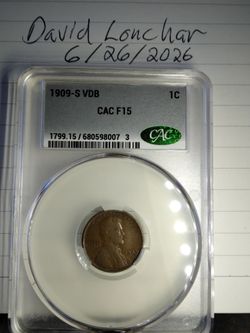 1909 S VDB LINCOLN CENT F15 CAC