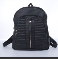 Faux leather quilted backpack