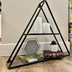 Modern Triangle Metal Shelf – 25” Tall Decorative Display Rack