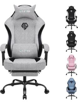 Gaming Chair With Footrest Gray Color 