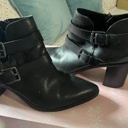 Franco Sarto Black Leather Booties , 9.5 Size 