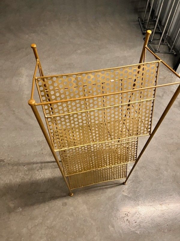 Vintage Gold Metal Magazine Rack