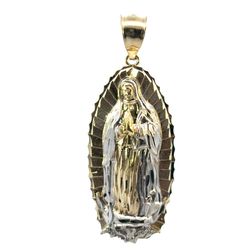 Men’s 10k Two Toned White Yellow Gold 2” Inch Our Lady Of Guadalupe Pendant For Necklace GP3130772