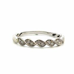 Woman’s Ladies 10k White Gold Diamond Twisted Stackable Band Ring Size 7 GP3132648