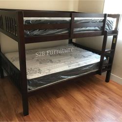 Full Full Expresso Bunkbed With Orthopedic Mattress 