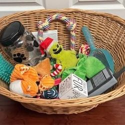 Dog toys and Items in a basket just $10 for all 