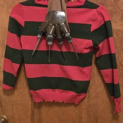 Size 8 Freddy Krueger Sweater And Knive Glove