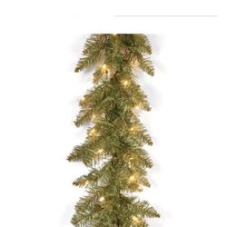 New National Tree 9 ft x 10” Pre Lit Dunhill Fir Garland Corded 240 Tips Holiday Decor