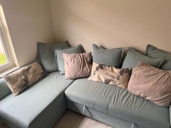 Sectional- IKEA HOLMSUND Sleeper sectional, 3-seat, Orrsta light blue
