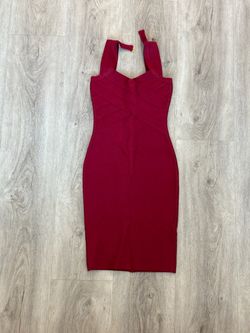 New Red Stretch Halter Cocktail Dress – XS