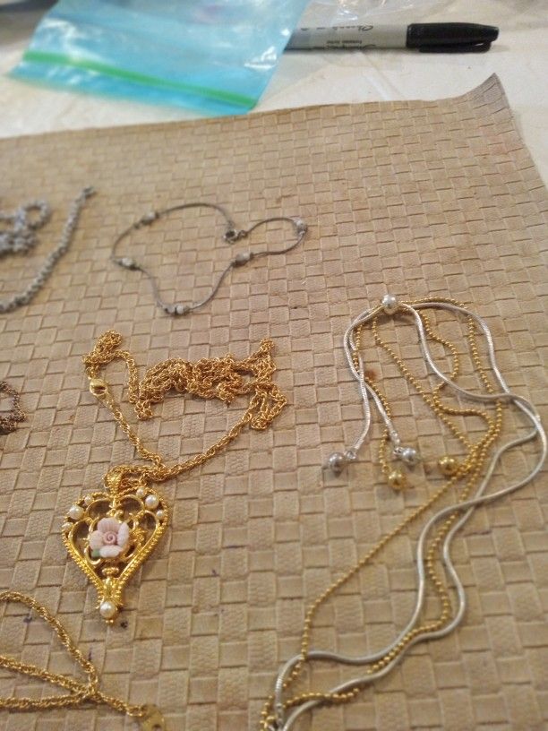 9 Small Gold And Silver Color Chain Necklaces