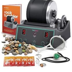 Dan&Darci Advanced Professional Rock Tumbler Kit - with Digital 9-Day Polishing Timer & 3 Speed Settings - Turn Rough Rocks into Beautiful Gems : Grea