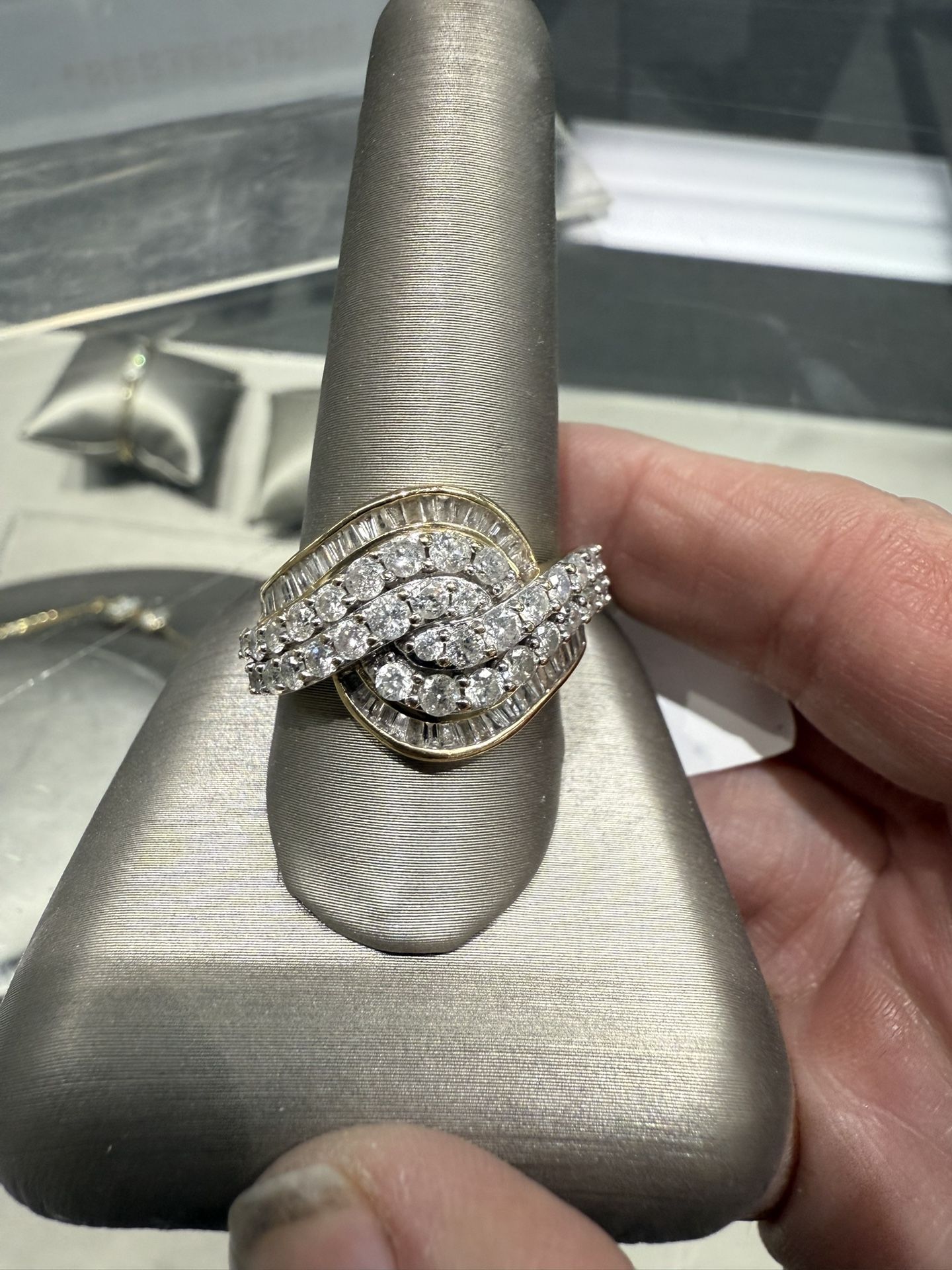 10k Yellow Gold And Diamond Statement Ring