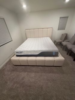 Cream Tuft Velvet Soft Upholstered Bed Frame-Same Day Delivery 🚚