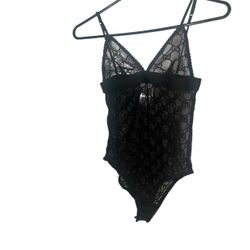 Sexy Black  Tulle Bodysuit Size S