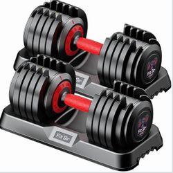 25/55LB Adjustable Dumbbell Set,10 in 1 Free Weights Dumbbell with Anti-Slip Texture Handle,1 Sec Speed Adjustment Men/Women Gym and Home Strength Tra