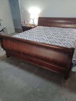Cherry Wood Sleigh Bed Frame - King Size