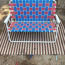 Outside furniture, folding bench With Rug 