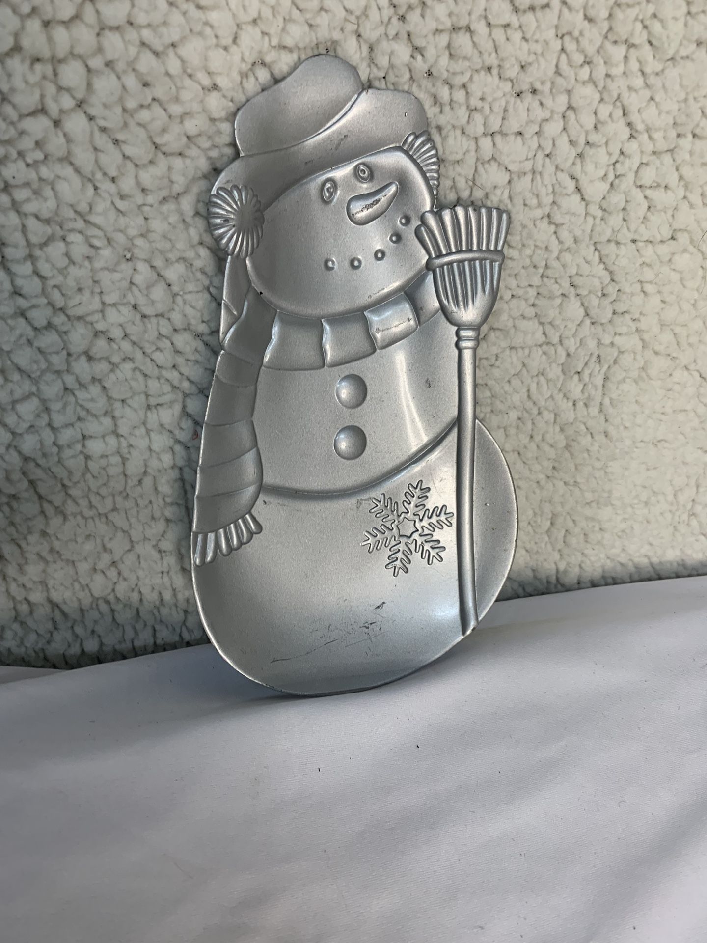 Vintage Snowman Candy Dish-1999-Pewter Fin-Home For The Holidays Collection-EUC
