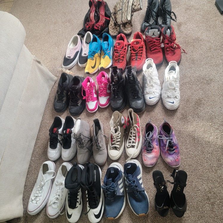 Mixed lot of 40 pairs of sneakers, shoes, womens and mens, Nike, Adidas