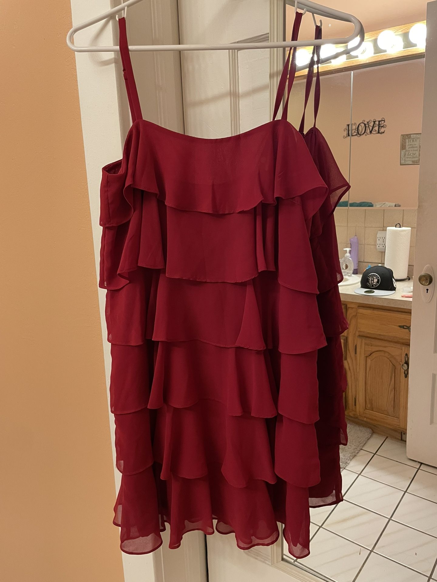 Red Ruffled Mini Dress