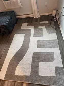 Modern Gray & Off-White Geometric Area Rug