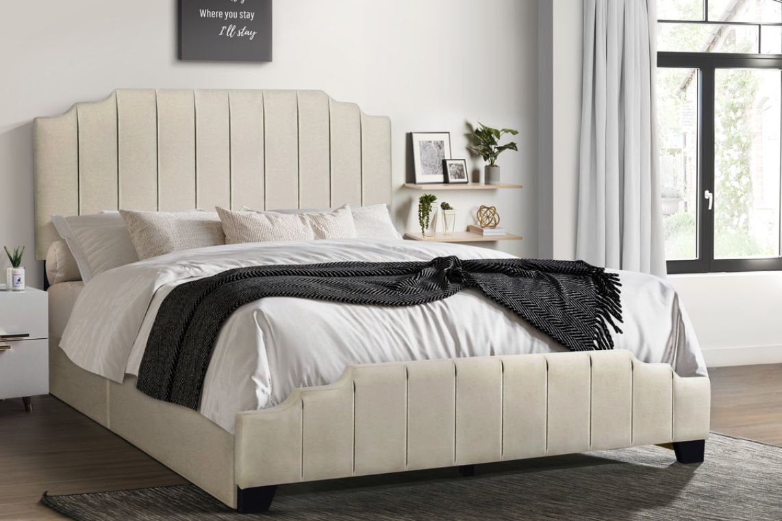 Fabric King Storage Bed