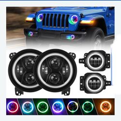 Headlights and fog lights led with RGB halos