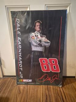 Dale earnhardt Jr poster + Clint Bowyer die cast car + magnetic hood +