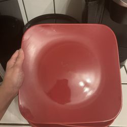 Red Large Glass Plates 