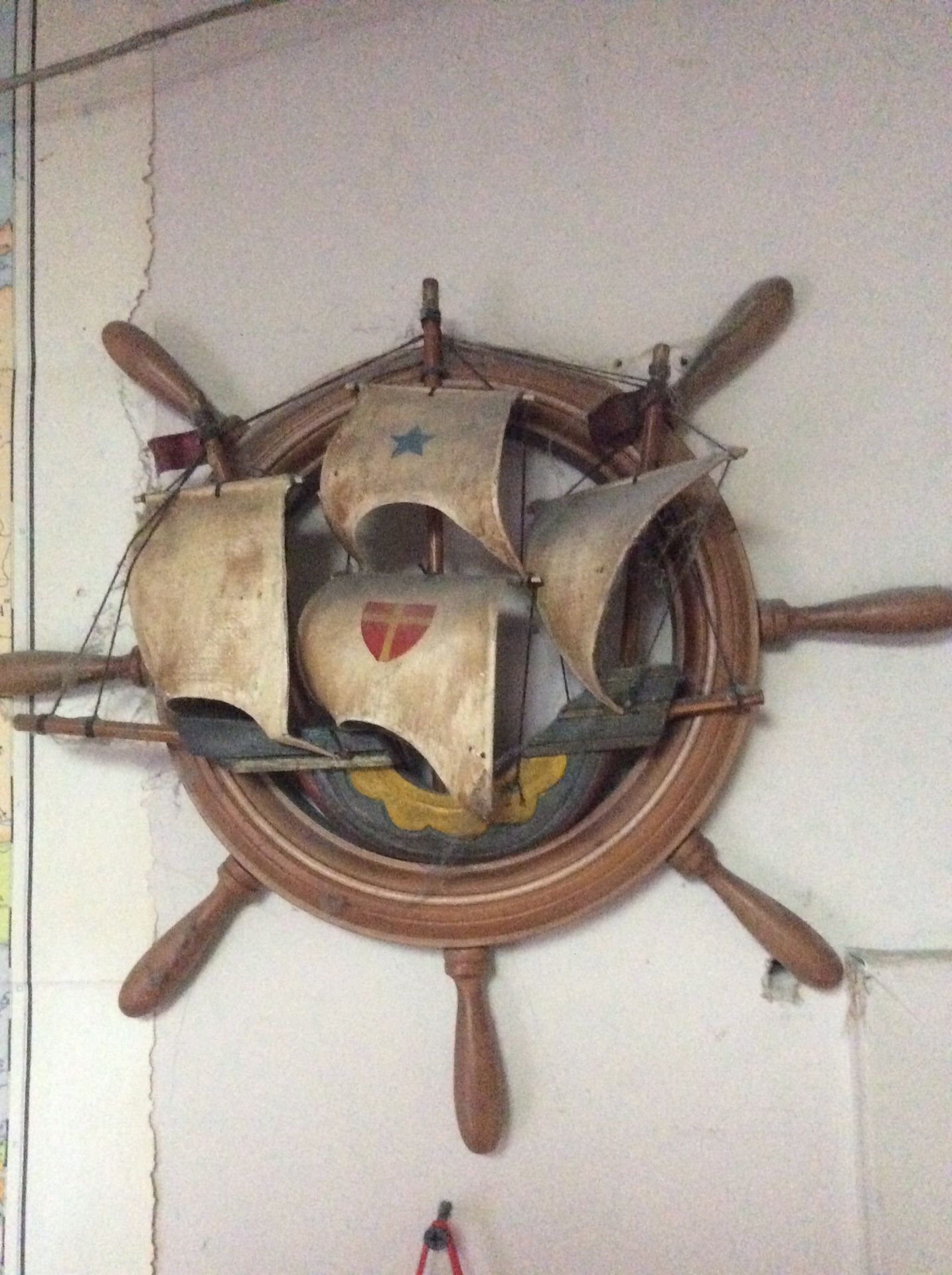 Wall art captains wheel sailing vessel square rigger