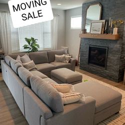 Gray Sectional Couch Sofa With Ottoman 