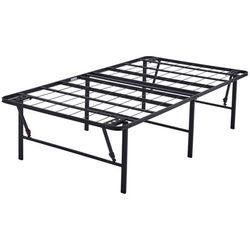 Mainstays 18" High Profile Foldable Steel Bed Frame, Powder-Coated Steel, Twin