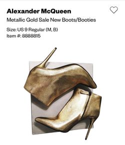 Metallic Gold Sale New Boots/Booties, Size: US 9 Regular : Alexander McQueen
