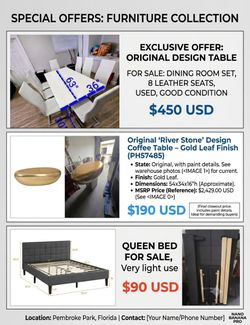 bed, dining set, accent table