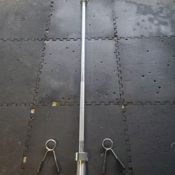 New Condition 7ft Solid 45lb Olympic Bar with set of Clamps. . Retails for $145 selling $100 I have 1 Left..