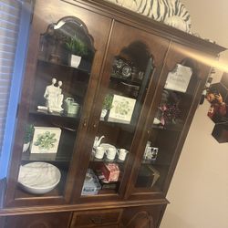Dinning Table And Glass Shelf Set Together 