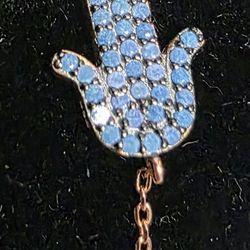 Hand Of Hamsa Blue Enamel Over Rose Gold Bracelet