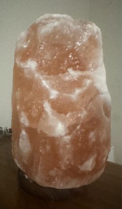 Natural Himalayan Pink Salt Lamp with Wooden Base & Cord (Tested / Works)