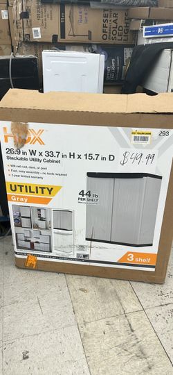 HDX Stackable Utility Cabinet Gray 3-Shelf