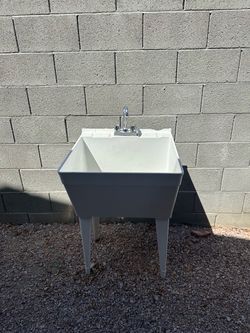 Freestanding Utility Laundry Sink with Faucet