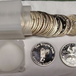 1oz Silver Round .999 Pure, Art "The Bicycle Club" Design