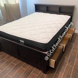 Queen Bed And Mattress With Drawers 