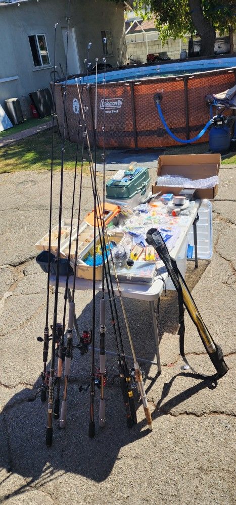 fishing rod and reels and lures 