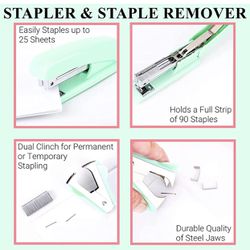 Desk Accessories, Office Supplies for Women of Stapler, Staple Remover,  Tape Hol